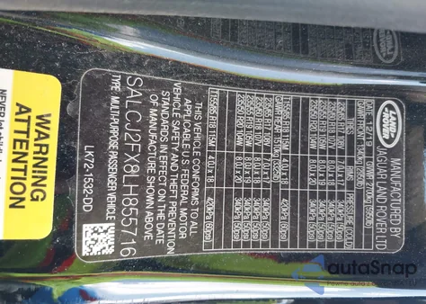 2020 Land Rover Discovery Sport S из США, поврежденный, VIN SALCJ2FX8LH855716